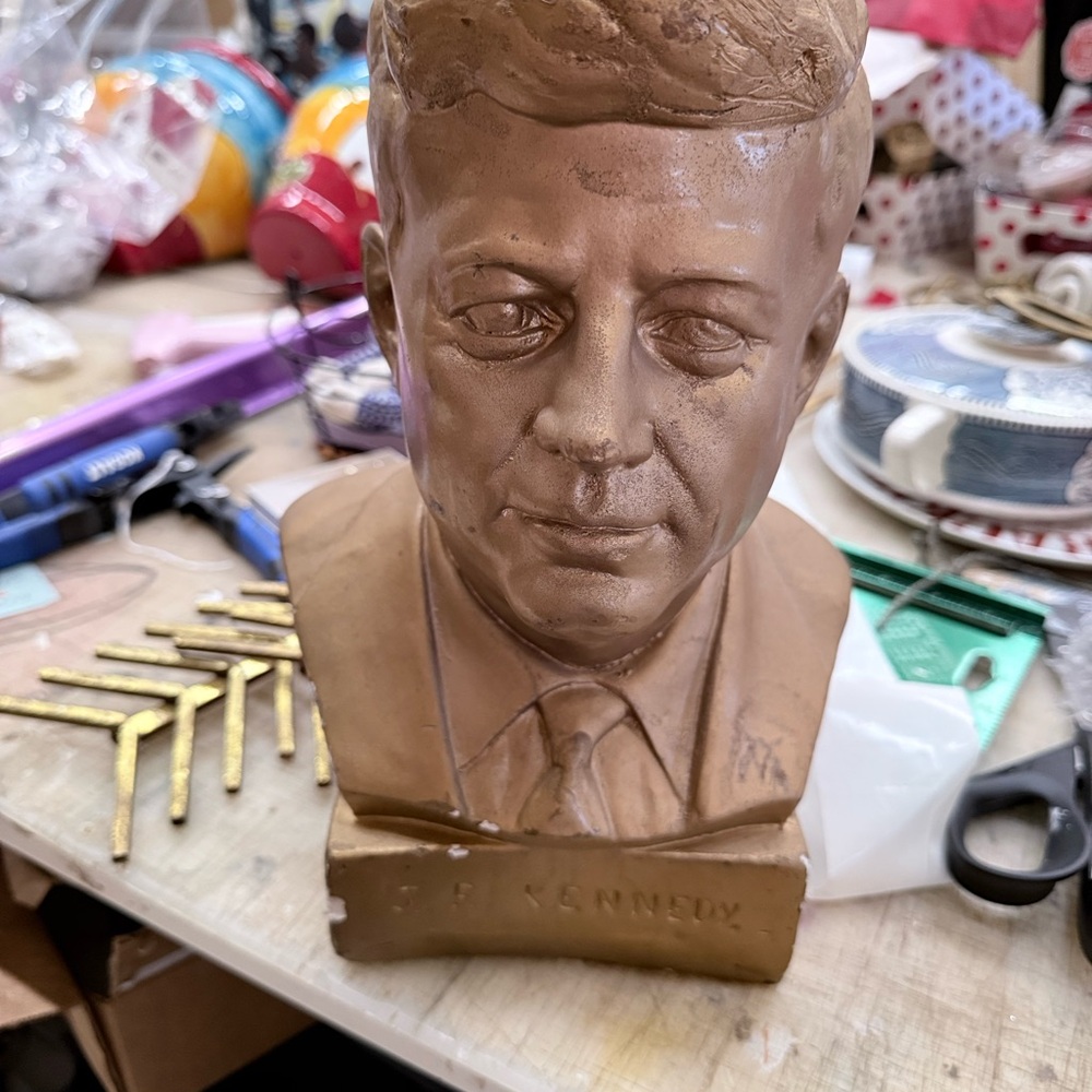 Vintage Gold Collectors Bust of J.F. Kennedy JFK